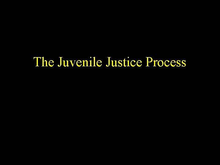 The Juvenile Justice Process 