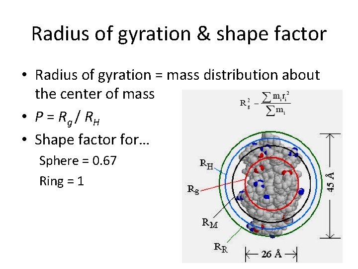 Radius of gyration & shape factor • Radius of gyration = mass distribution about Radius of gyration & shape factor • Radius of gyration = mass distribution about