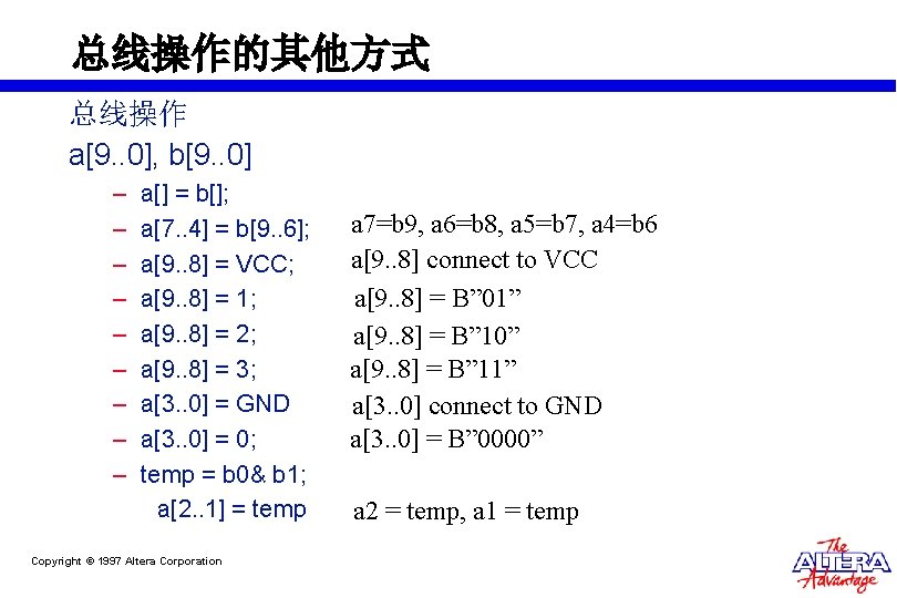 总线操作的其他方式 总线操作 a[9. . 0], b[9. . 0] – – – – – a[]