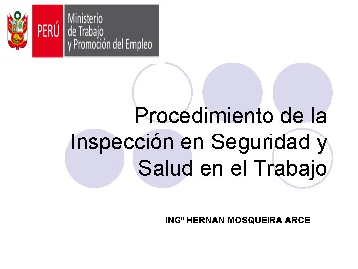 Procedimiento de la Inspección en Seguridad y Salud en el Trabajo INGº HERNAN MOSQUEIRA