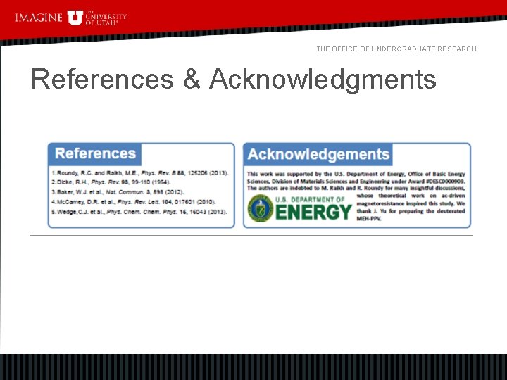 THE OFFICE OF UNDERGRADUATE RESEARCH References & Acknowledgments 