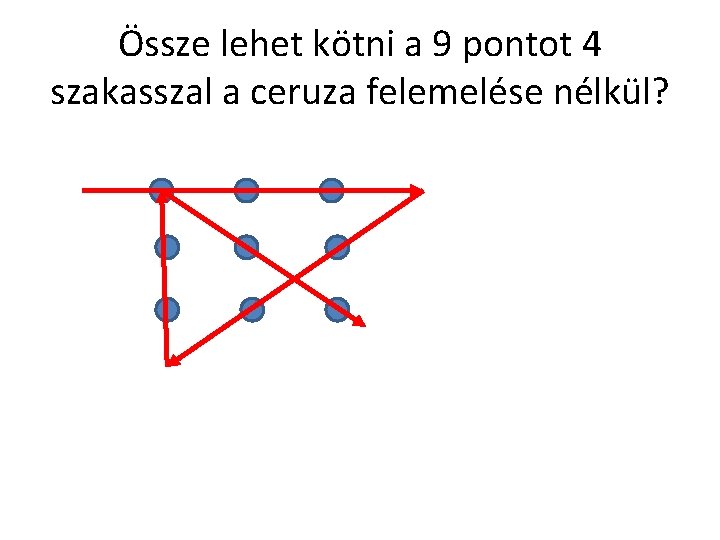 Össze lehet kötni a 9 pontot 4 szakasszal a ceruza felemelése nélkül? 