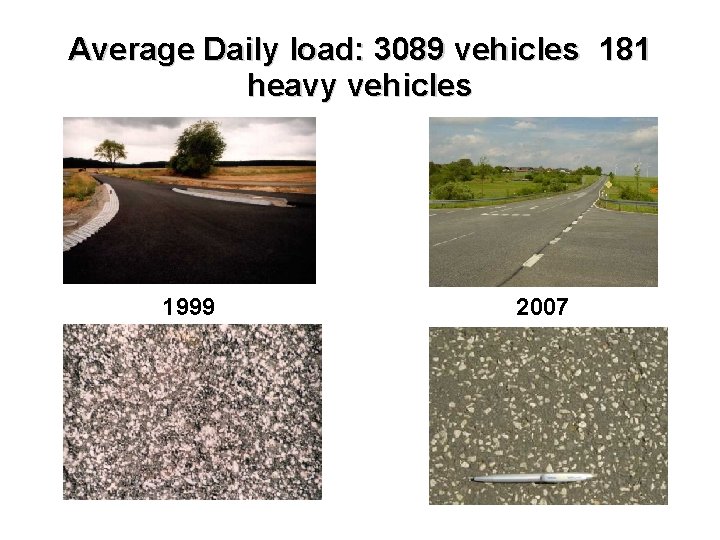 Average Daily load: 3089 vehicles 181 heavy vehicles 1999 2007 