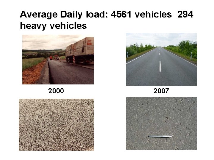 Average Daily load: 4561 vehicles 294 heavy vehicles 2000 2007 