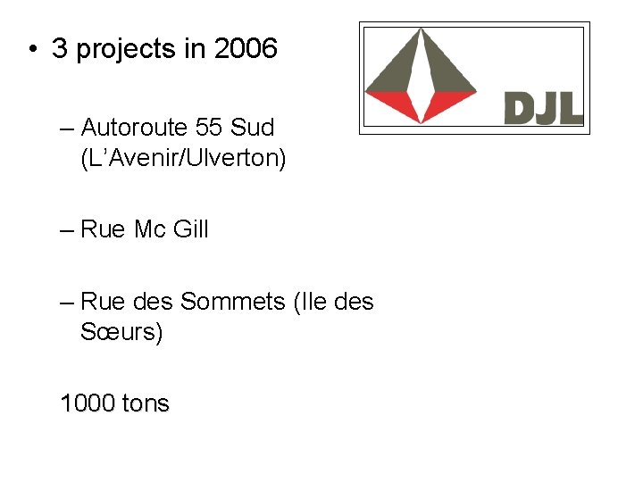  • 3 projects in 2006 – Autoroute 55 Sud (L’Avenir/Ulverton) – Rue Mc