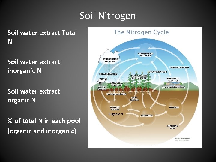 Soil Nitrogen Soil water extract Total N Soil water extract inorganic N Soil water