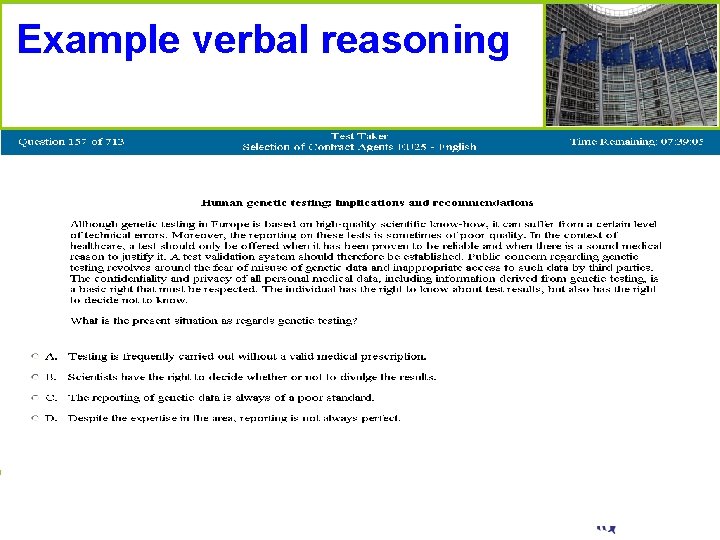 Example verbal reasoning 18 th February 2010 EPSO PRESENTATION 