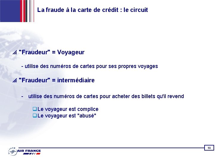 La fraude à la carte de crédit : le circuit p "Fraudeur" = Voyageur