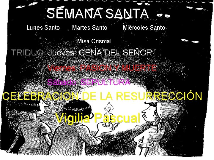 SEMANA SANTA Lunes Santo Martes Santo Miércoles Santo Misa Crismal TRIDUO Jueves: CENA DEL