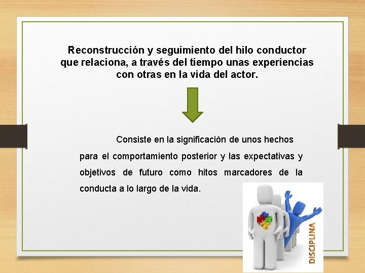 Reconstrucción y seguimiento del hilo conductor que relaciona, a través del tiempo unas experiencias