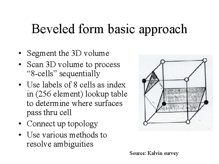 Beveled form basic approach • Segment the 3 D volume • Scan 3 D