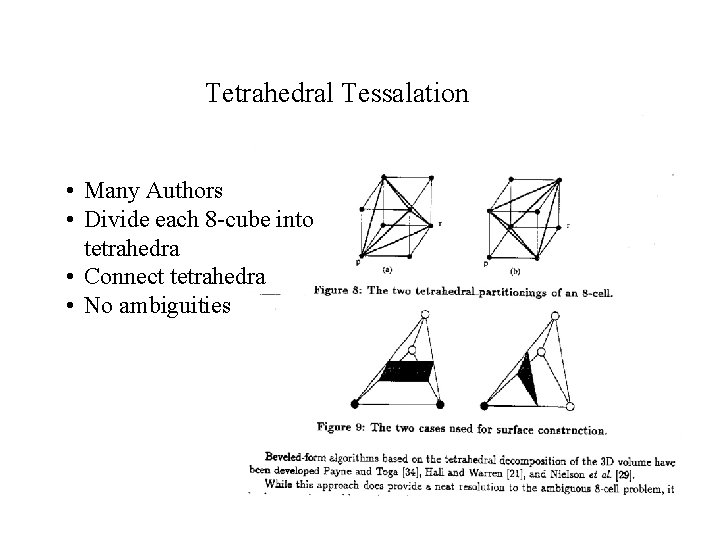 Tetrahedral Tessalation • Many Authors • Divide each 8 -cube into tetrahedra • Connect