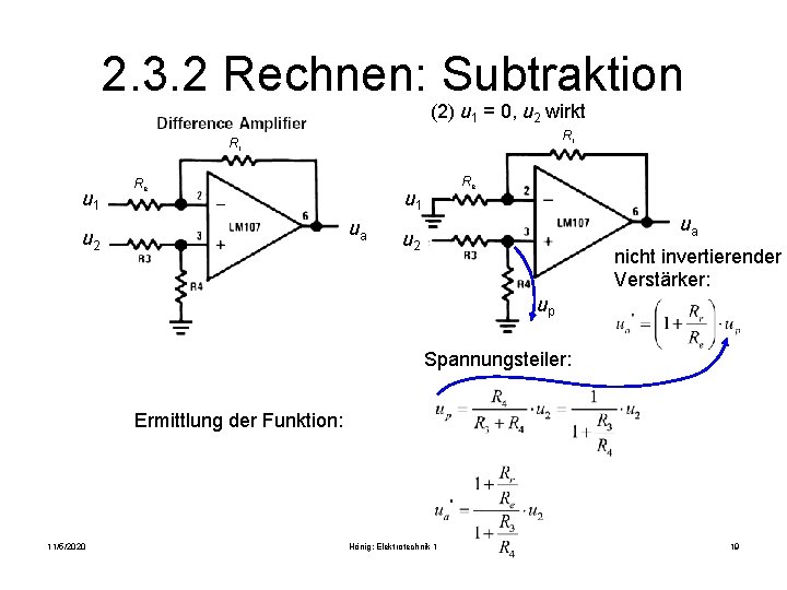 2. 3. 2 Rechnen: Subtraktion (2) u 1 = 0, u 2 wirkt Rr