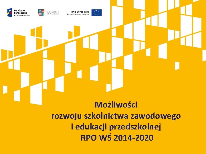 Możliwości rozwoju szkolnictwa zawodowego i edukacji przedszkolnej RPO WŚ 2014 -2020 