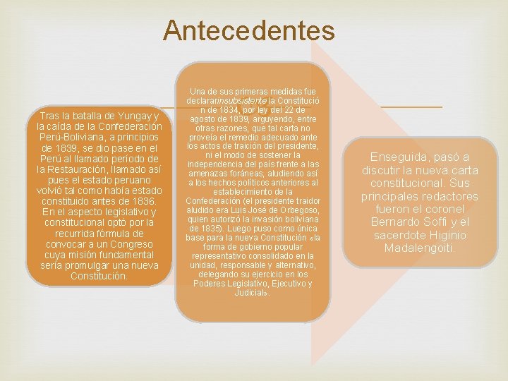 Antecedentes Tras la batalla de Yungay y la caída de la Confederación Perú-Boliviana, a