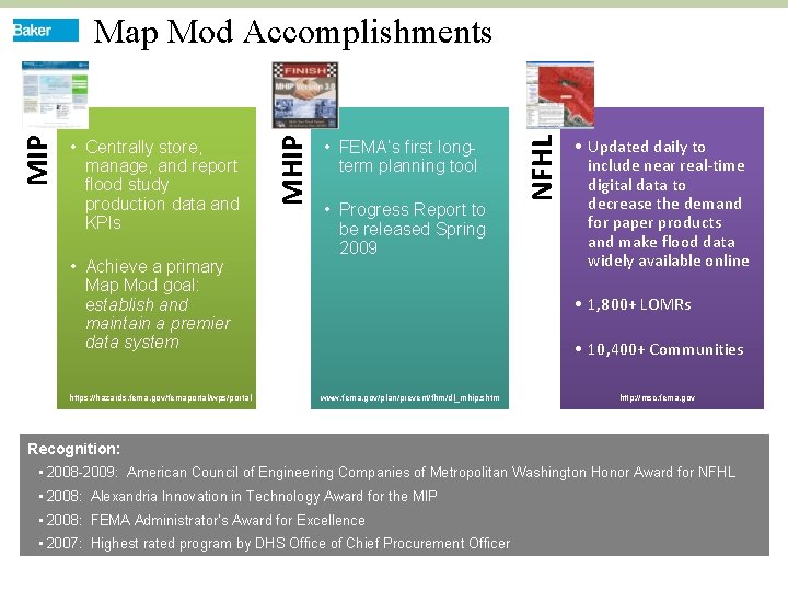  • Achieve a primary Map Mod goal: establish and maintain a premier data