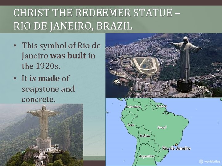 CHRIST THE REDEEMER STATUE – RIO DE JANEIRO, BRAZIL • This symbol of Rio