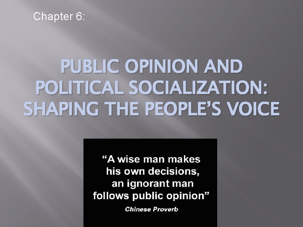 Chapter 6: PUBLIC OPINION AND POLITICAL SOCIALIZATION: SHAPING THE PEOPLE’S VOICE 