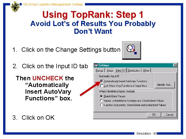 US Army Logistics Management College Using Top. Rank: Step 1 Avoid Lot’s of Results