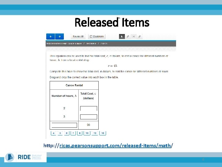 Released Items http: //ricas. pearsonsupport. com/released-items/math/ 6 