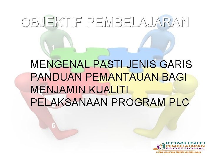 OBJEKTIF PEMBELAJARAN 1 MENGENAL PASTI JENIS GARIS PANDUAN PEMANTAUAN BAGI MENJAMIN KUALITI PELAKSANAAN PROGRAM