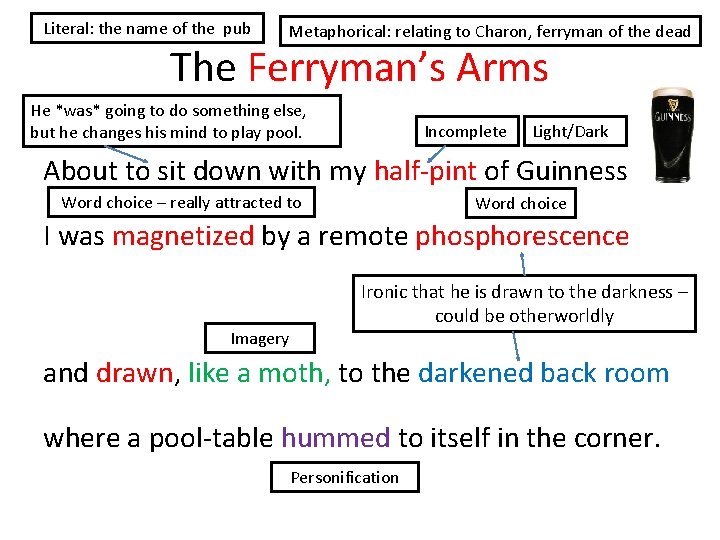 Literal: the name of the pub Metaphorical: relating to Charon, ferryman of the dead Literal: the name of the pub Metaphorical: relating to Charon, ferryman of the dead