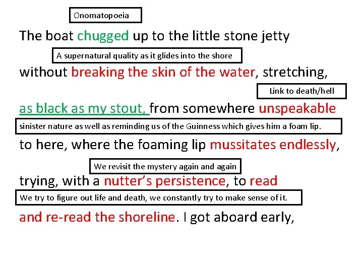 Onomatopoeia The boat chugged up to the little stone jetty A supernatural quality as Onomatopoeia The boat chugged up to the little stone jetty A supernatural quality as