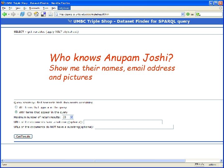 Who knows Anupam Joshi? Show me their names, email address and pictures UMBC an