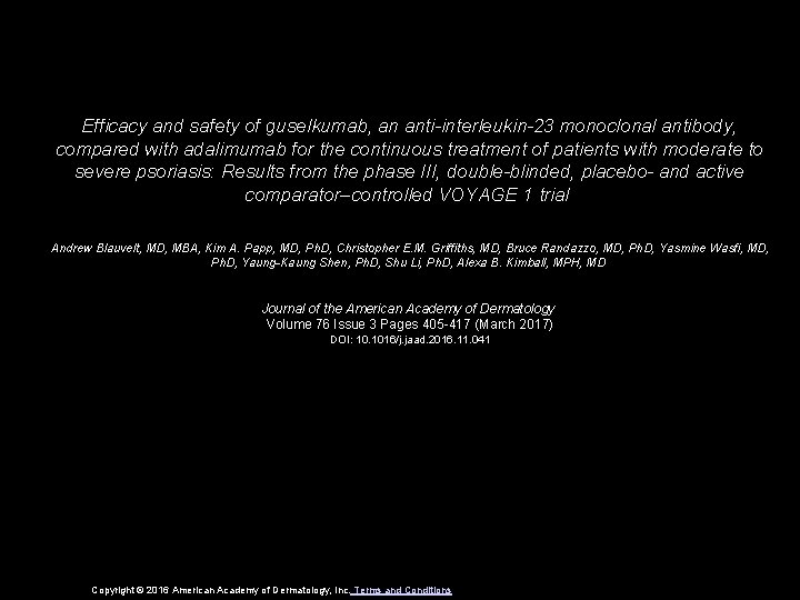 Efficacy and safety of guselkumab, an anti-interleukin-23 monoclonal antibody, compared with adalimumab for the
