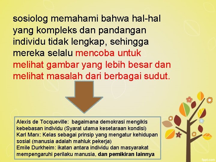 sosiolog memahami bahwa hal-hal yang kompleks dan pandangan individu tidak lengkap, sehingga mereka selalu