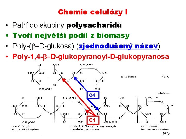 Chemie celulózy I • • Patří do skupiny polysacharidů Tvoří největší podíl z biomasy