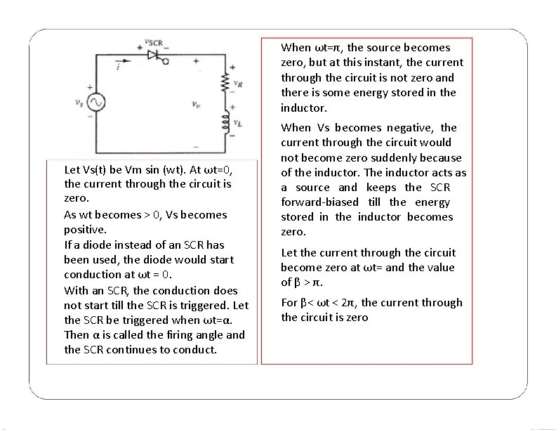 When ωt=π, the source becomes zero, but at this instant, the current through the