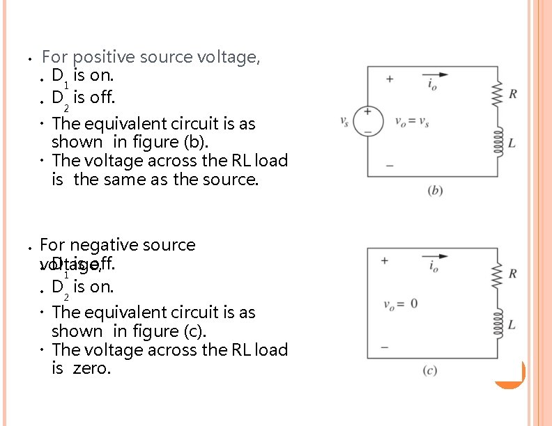 ● For positive source voltage, ● D is on. 1 ● D is off.