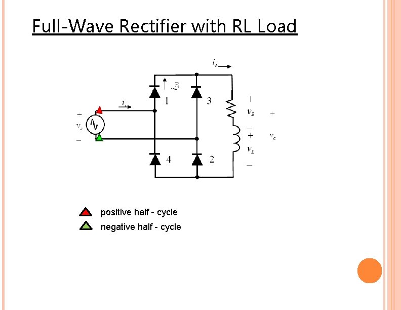 Full-Wave Rectifier with RL Load positive half - cycle negative half - cycle 