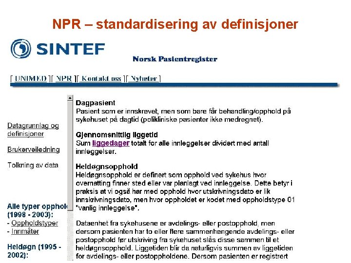 NPR – standardisering av definisjoner 