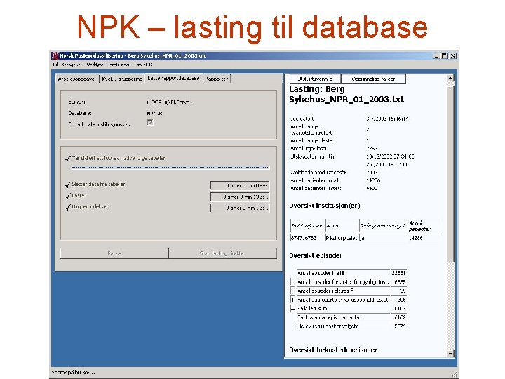 NPK – lasting til database 