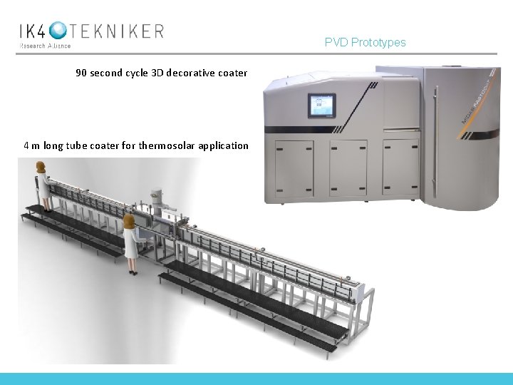 PVD Prototypes 90 second cycle 3 D decorative coater 4 m long tube coater