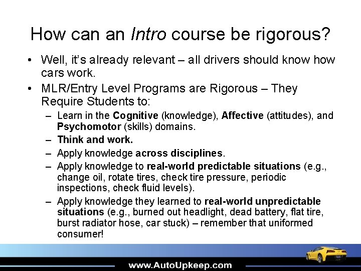How can an Intro course be rigorous? • Well, it’s already relevant – all