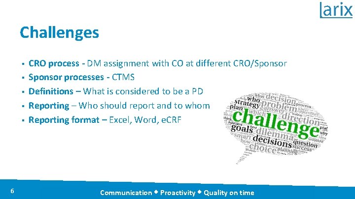 Challenges § § § 6 CRO process - DM assignment with CO at different