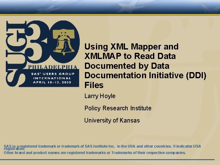 Using XML Mapper and XMLMAP to Read Data Documented by Data Documentation Initiative (DDI)