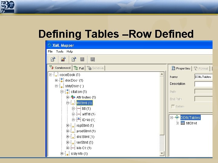 Defining Tables –Row Defined 