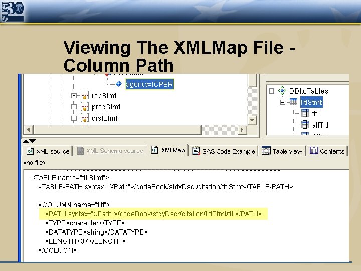 Viewing The XMLMap File Column Path 