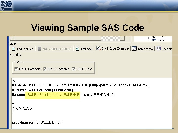 Viewing Sample SAS Code 