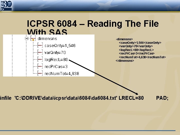 ICPSR 6084 – Reading The File With SAS <dimensns> <case. Qnty>1, 546</case. Qnty> <var.