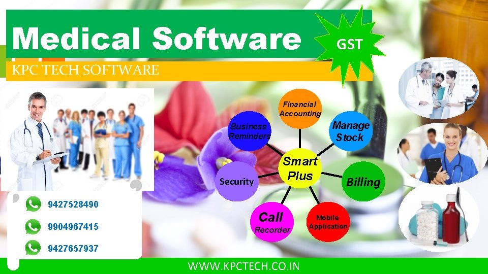 Medical Software GST KPC TECH SOFTWARE Financial Accounting Manage Stock Business Reminders Smart Plus