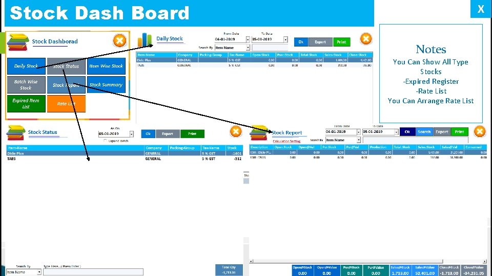 Stock Dash Board X Notes You Can Show All Type Stocks -Expired Register -Rate