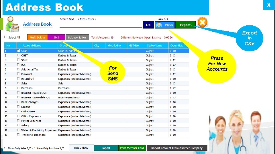 Address Book X Export In CSV For Send SMS Press For New Accounts 
