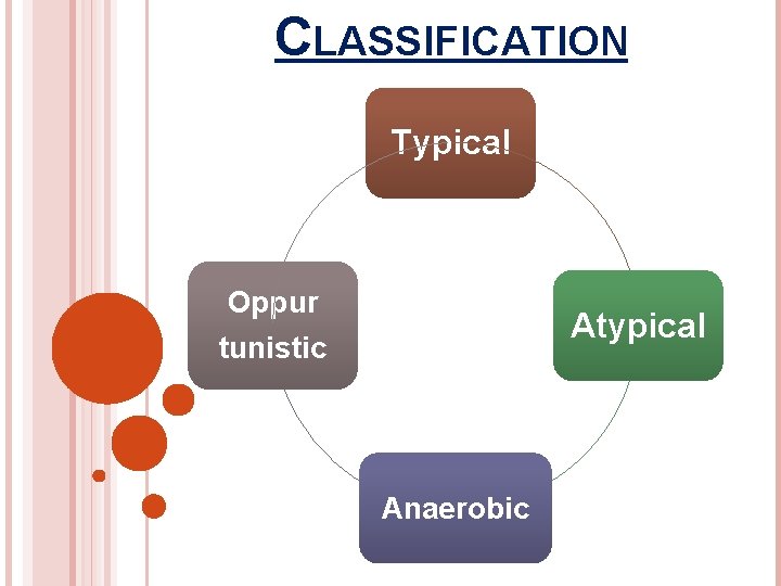 CLASSIFICATION Typical Oppur Atypical tunistic Anaerobic 