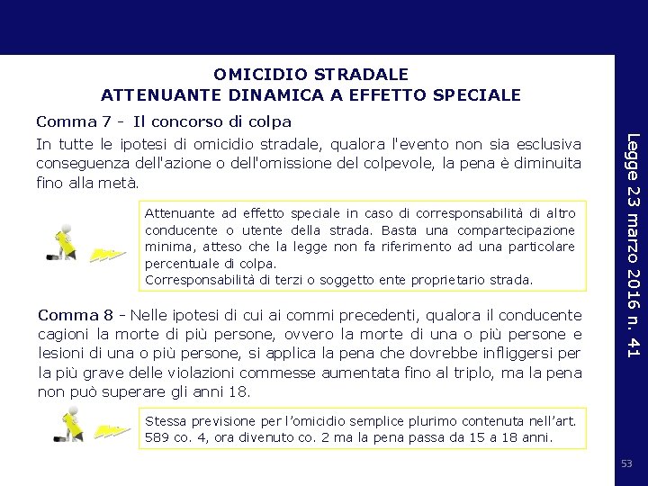 OMICIDIO STRADALE ATTENUANTE DINAMICA A EFFETTO SPECIALE Comma 7 - Il concorso di colpa