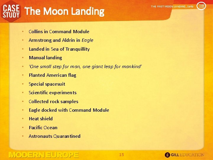 The Moon Landing THE FIRST MOON LANDING, 1969 • Collins in Command Module •